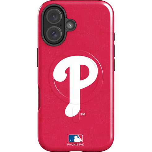 MLB Philadelphia Phillies - Solid Distressed iPhone 16 Plus Magsafe Impact Case